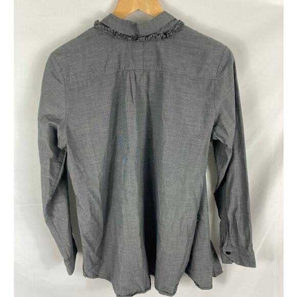 Sibel Saral Ruffle Detail Long Sleeve button Down Shirt Size Medium - Picture 5 of 5